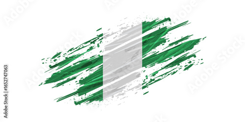 Nigeria Flag in Grunge Brush Paint Style Isolated on White Background