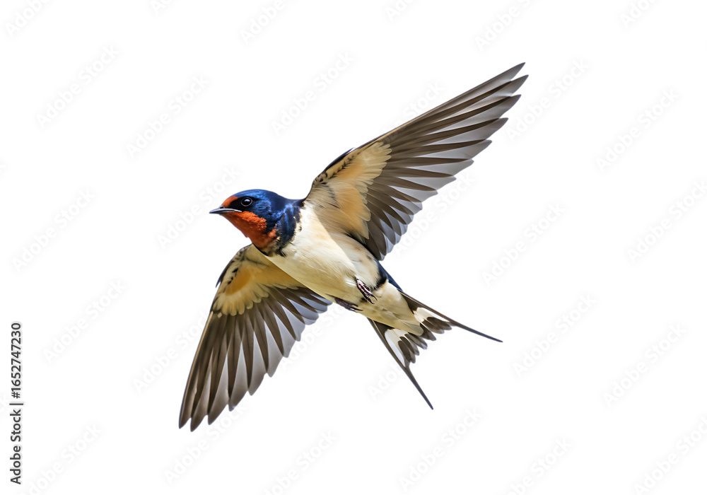 Fototapeta premium Barn swallow bird in flight isolated on transparent background