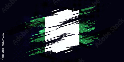Nigeria Flag with Grunge Brush Stroke Style and Halftone Effect. Nigeria National Flag