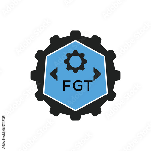 FGT Industrial Gear Logo Design – Engineering, Mechanical, and Construction Branding Icon. FGT Letter Logo.
