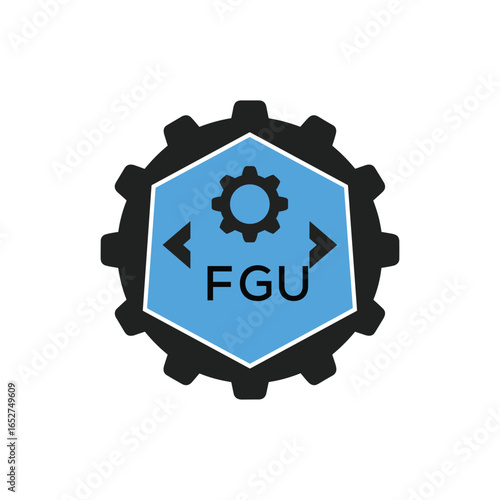 FGU Industrial Gear Logo Design – Engineering, Mechanical, and Construction Branding Icon. FGU Letter Logo.
