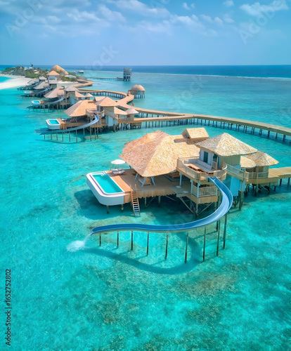 Obraz na plátně Luxurious Overwater Villas in Tropical Paradise