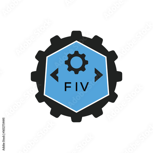 FMF Industrial Gear Logo Design – Engineering, Mechanical, and Construction Branding Icon. FMF Letter Logo.
