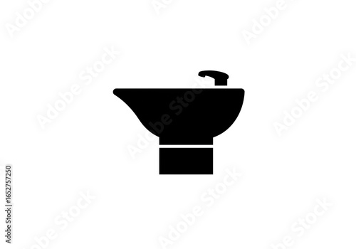 A black silhouette of a water fountain with a spout on a white background in a simple vector style