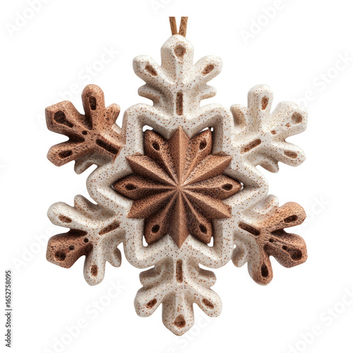 Decorative Snowflake Ornament on Transparent Background for Holiday Decor