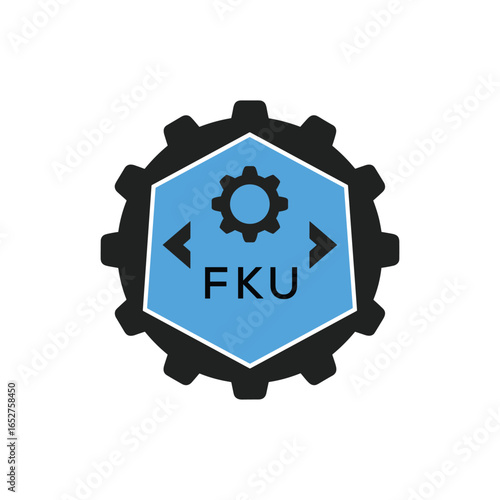 FMF Industrial Gear Logo Design – Engineering, Mechanical, and Construction Branding Icon. FMF Letter Logo.
