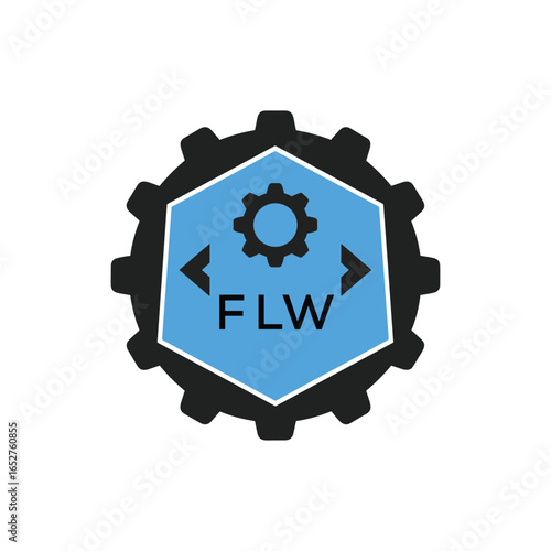 FMF Industrial Gear Logo Design – Engineering, Mechanical, and Construction Branding Icon. FMF Letter Logo.
