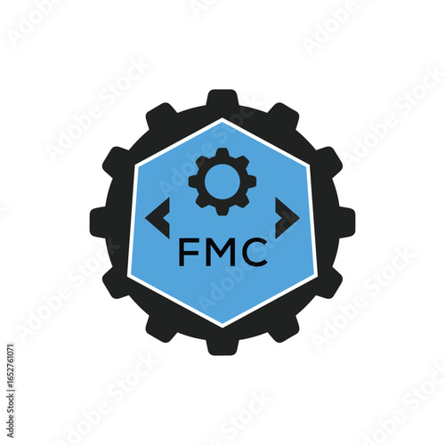 FMF Industrial Gear Logo Design – Engineering, Mechanical, and Construction Branding Icon. FMF Letter Logo.
