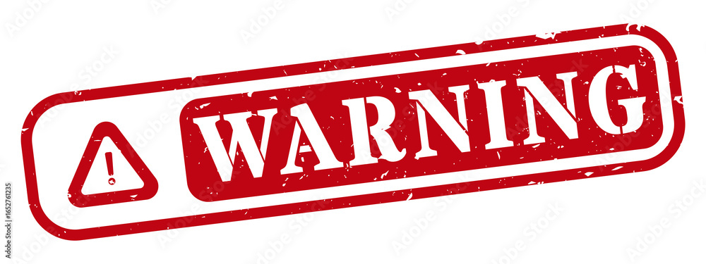 Fototapeta premium Warning icon red rubber stamp rectangle grunge texture