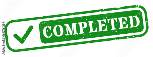 Completed icon green rubber stamp rectangle grunge texture