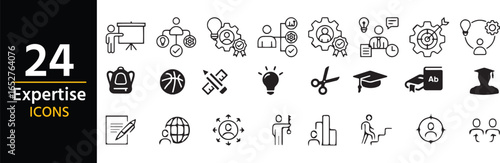 Expertise Icons: A collection of neatly organized expertise icons arranged against a clean backdrop, symbolizing innovation, growth, and diverse competencies essential for progress.