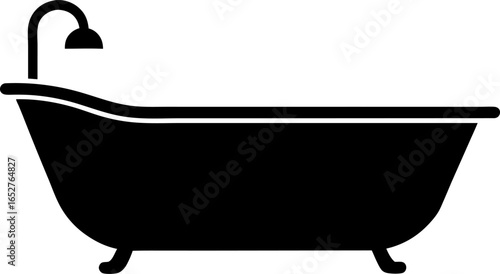 Bathtub Icon Silhouette Vector Illustration Black