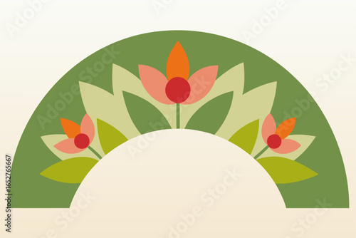  half circle bloom arrangement at the bottom of fra