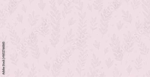 Botanical, spring inspired pattern in pastel tones, hand drawn vector background