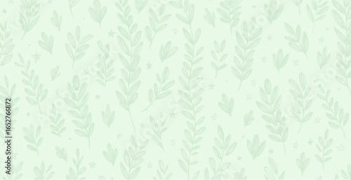 Botanical, spring inspired pattern in pastel tones, hand drawn vector background
