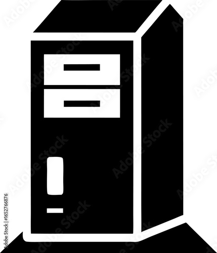 Desktop Computer Tower Icon Silhouette Vector Black