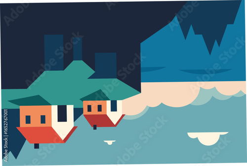 illustration of a house in a smoke