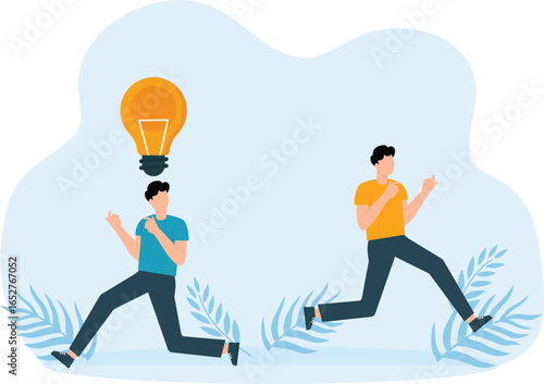 Businessman running with Think different business direct concept to success concept
