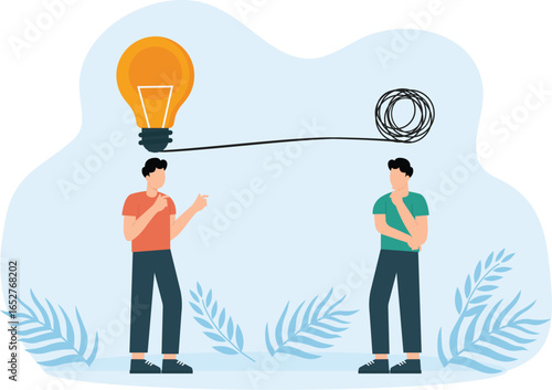 The opposite mindset chaos and order in thoughts, Business Problem solution as a complete difficult and messy task person concept
