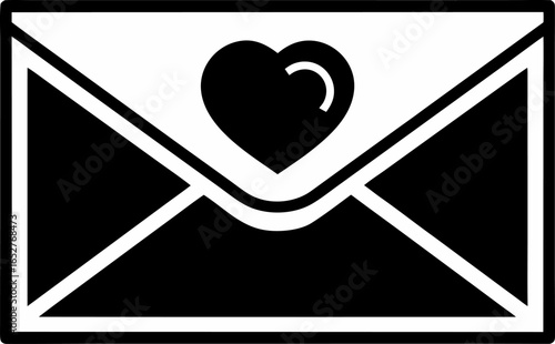 Love Letter Envelope with Heart Seal Icon Silhouette