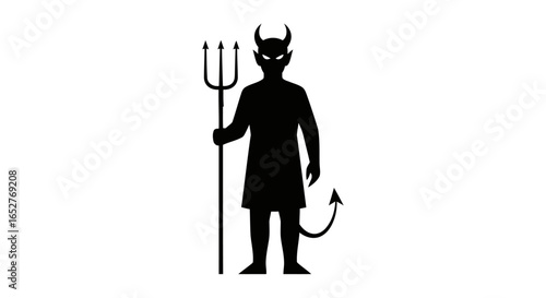 devil silhouette with trident transparent background for design projects