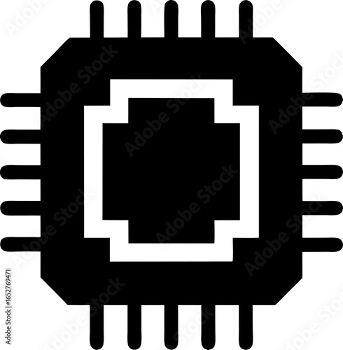 processor  cpu chip  icon silhouette vector illustration