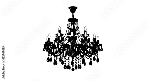 elegant black chandelier transparent background for design projects