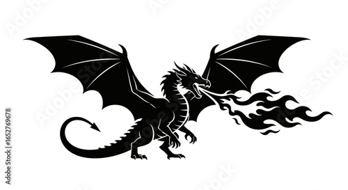 fiery dragon silhouette transparent background perfect for design projects