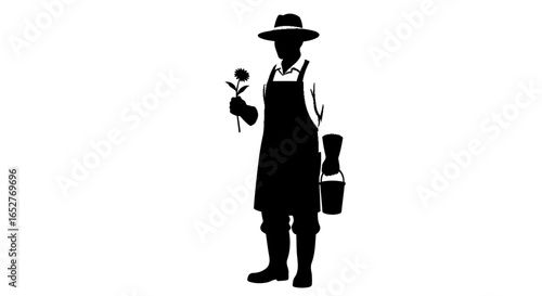 gardener silhouette transparent background png for website design
