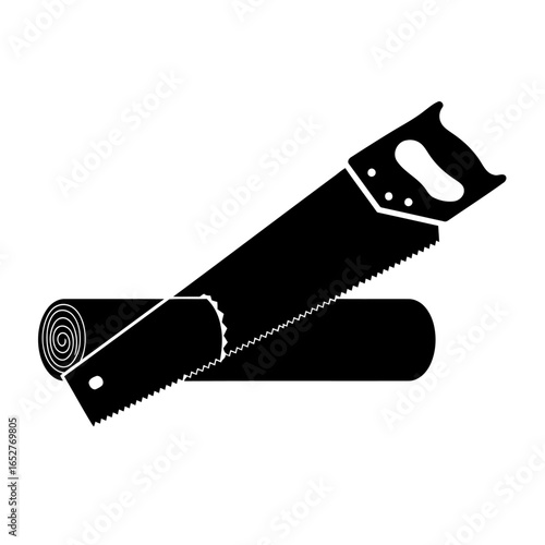 hand saw cutting log transparent background isolated vector icon