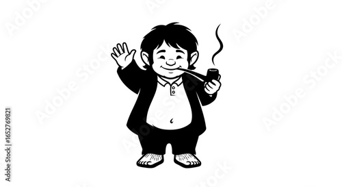happy hobbit smoking pipe transparent background png for design projects