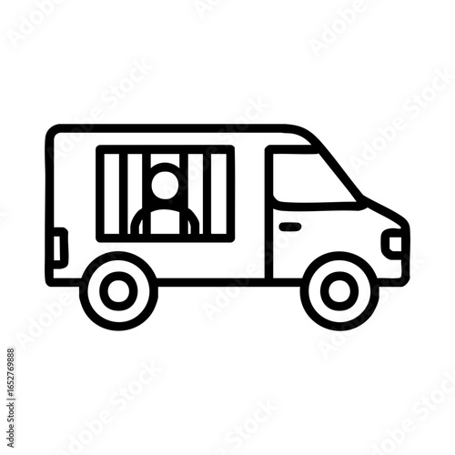 Prison transport van icon with inmate inside
