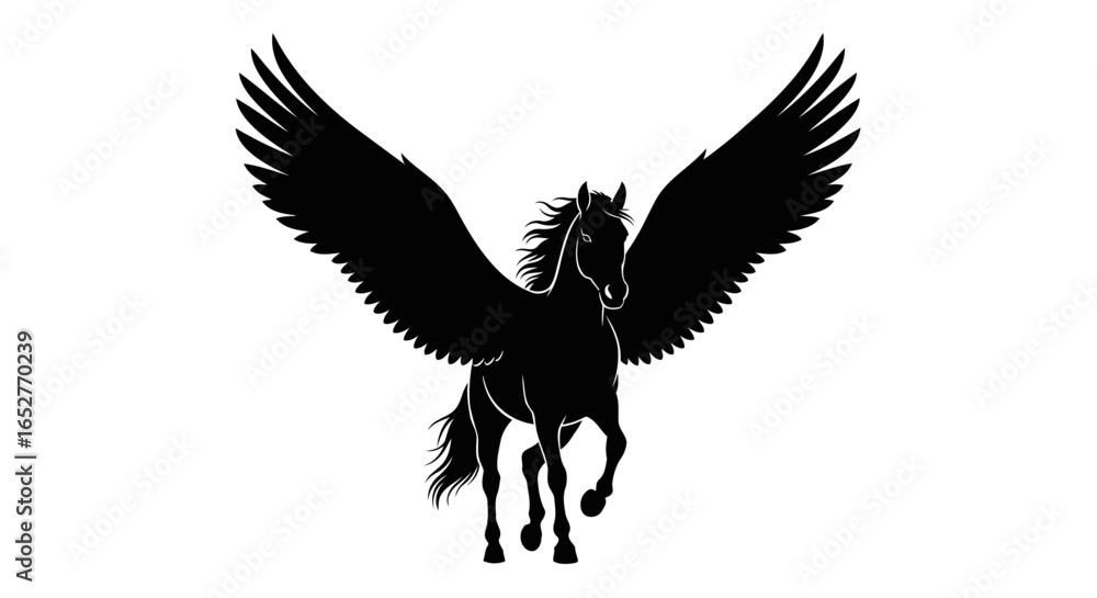 Obraz premium majestic pegasus silhouette transparent background for design projects