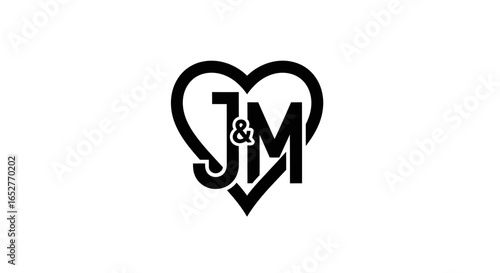 jm monogram stylish heart design with transparent background
