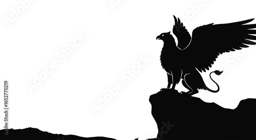 majestic griffin silhouette transparent background isolated vector graphic