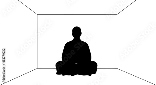 meditating monk silhouette transparent background for design projects