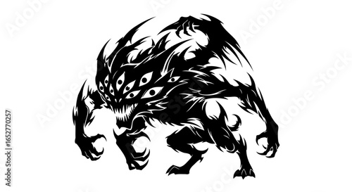 menacing multieyed beast transparent png for game design illustration