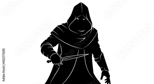mysterious assassin silhouette transparent background png for game design