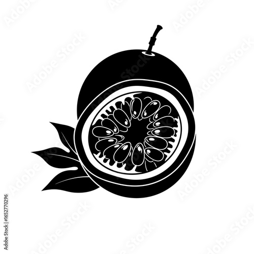 passion fruit silhouette transparent background isolated vector graphic