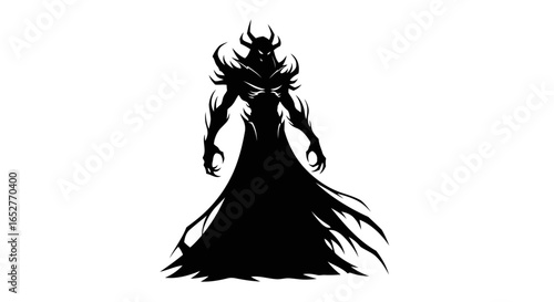 powerful demon silhouette transparent background for game design