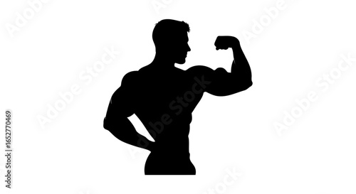 powerful bodybuilder silhouette transparent background png for design projects