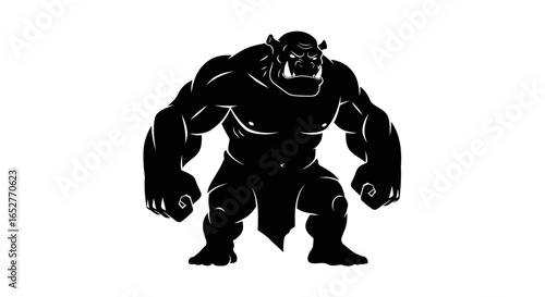 powerful orc silhouette transparent background for game design and prints