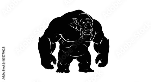 powerful ogre silhouette transparent background png for game design