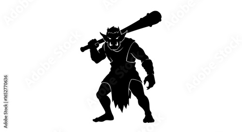 powerful orc silhouette transparent background png for game design