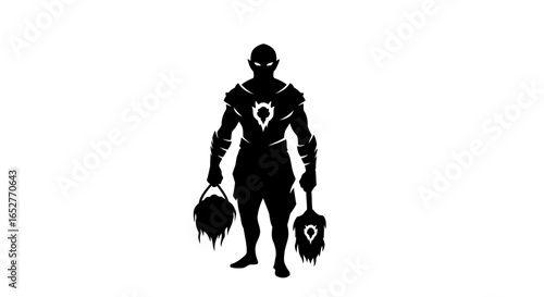 powerful orc silhouette transparent background for game design print