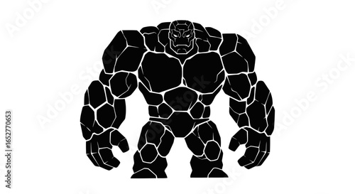 powerful stone golem transparent background isolated vector illustration