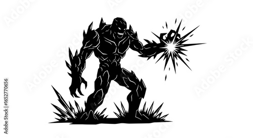 powerful stone monster transparent background perfect for game design