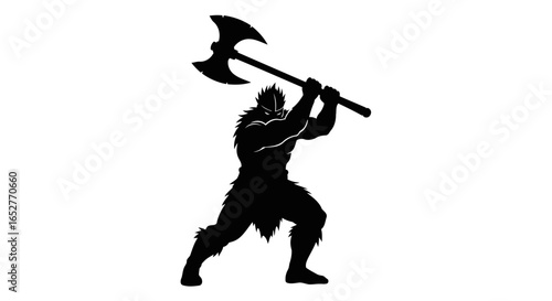 powerful transparent barbarian warrior silhouette for game design prints