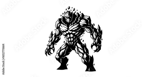 powerful stone golem transparent background png for game design prints