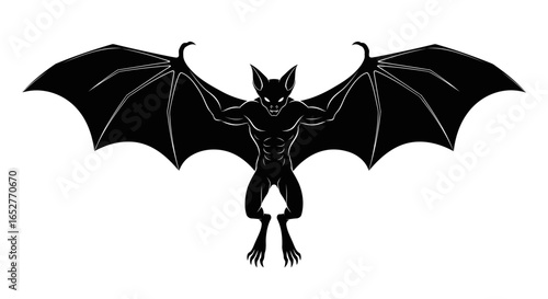 powerful transparent bat creature illustration isolated on transparent background